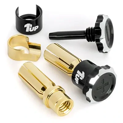 1up Racing Lockdown Adjustable Bullet Plugs 5mm - Black (2pcs)