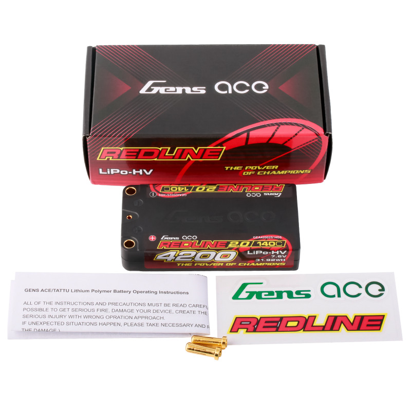 baterie Gens ace Redline 2.0 Series Shorty 4200mAh 7.6V 2S 140C HV LiPo (5mm, 157g)