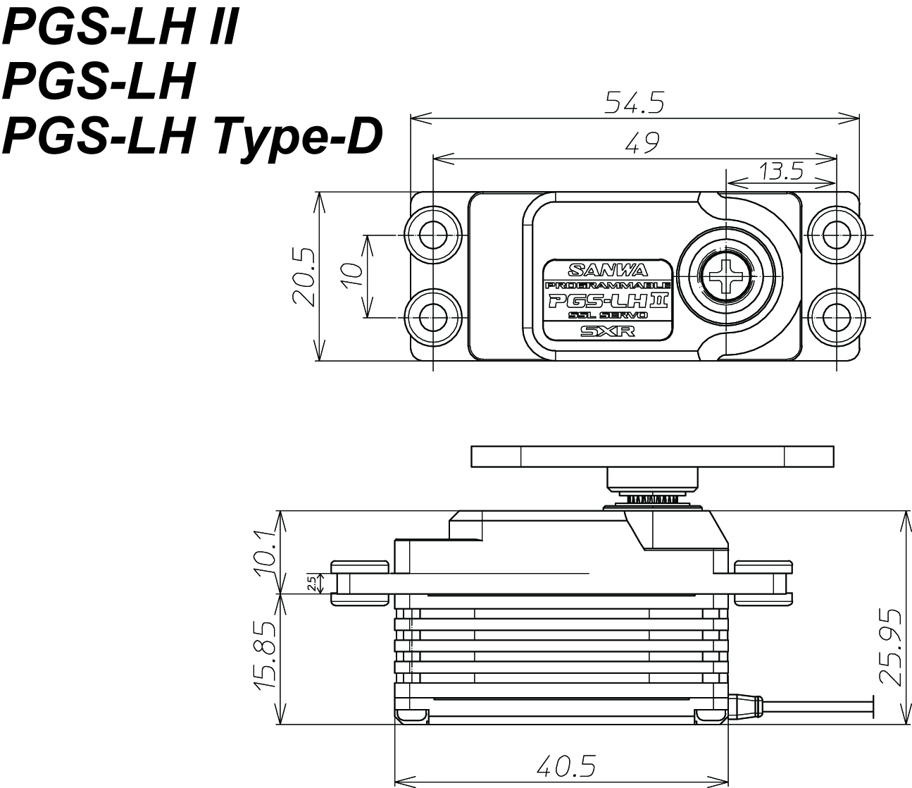 servo Sanwa PGS-LH2 Low Profile SXR Response (0.09s/15.6kg/7.4V) Brushless Servo