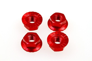 matičky Hiro Seiko 4mm Alloy Serrated Wheel Nut (Red, 4pcs)