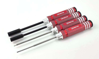 sada šroubováků Yokomo Hex Driver 1.5/2.0mm & Nut Driver 5.5/7.0mm 4-Piece Set (Red)