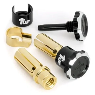 1up Racing Lockdown Adjustable Bullet Plugs 5mm - Black (2pcs)