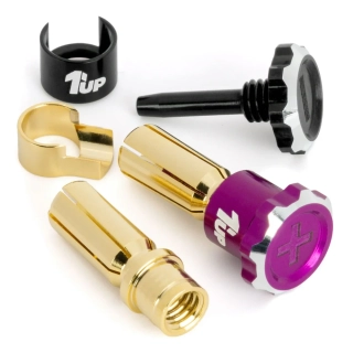 1up Racing Lockdown Adjustable Bullet Plugs 5mm - Purple (2pcs)
